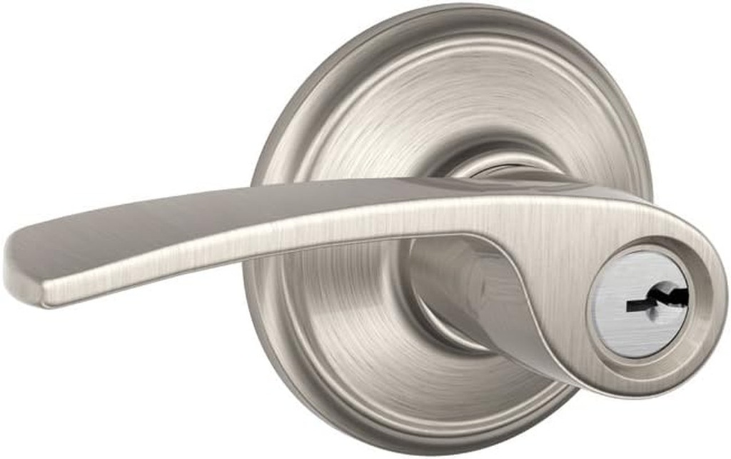 SCHLAGE F51A Merano Lever Keyed Entry Lock - Satin Nickel