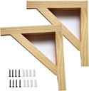 Wood Selves Bracket,Solid Wood Triangle Bracket, Clapboard Bracket, Wall Shelf,Fits Both 8 or 11 Inch Deep Shelves,Supports Pendant Lamp Kit,Including Fixing Device Screw,Pack of 2 (7 Inch)