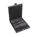 Bergeon 30080-A10 Set of 10 Chrome Screwdrivers in Wooden Box with Spare Blades