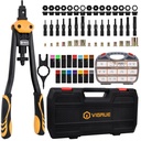 VIGRUE 16'' Rivet Nut Tool Kit Nutserts Rivnut Hand Tool Set with 15PCS Metric & Inch Mandrels M3 to M12, 6-32 to 1/2-13 and 300PCS Metric & SAE Rivet Nuts Assortment