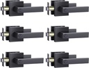 Ohuhu Interior Door Handle, 6 Pack Privacy Black Door Knobs Matte Black Door Handle Door Levers Heavy Duty with Modern Contemporary Slim Square Design for Home Bedroom & Bathroom Keyless Zinc-Alloy