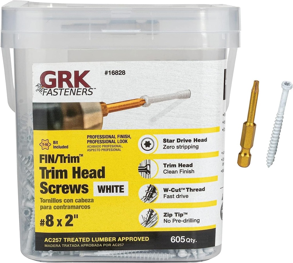GRK 8 X 2 White Trim Head Screws - 605 Count