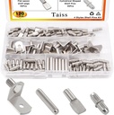Taiss 120PCS Shelf Pins Kit 4 Styles,Nickel Plated Shelf Support Pegs,Shelf Bracket Pegs,Bookshelf Pegs,Shelf Holders Pegs,Kitchen Cabinet Shelf Pegs for Shelves Kitchen Furniture and Closet