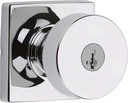 Kwikset 740PSKSQT-26S Pismo Knob with Square Rose Entry Lock Smartkey with 6AL Latch and RCS Strike Bright Chrome Finish