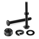 1/2-13 X 5" Hex Head Screw Bolt, Nuts, Flat & Lock Washers, 20Pcs 18-8 (304) Stainless Steel, Fully Threaded, Black Oxide by SG TZH
