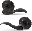 Honeywell Safes & Door Locks - Interior & Exterior Wave Lever Door Handle with Keys - Door Lever for Bedroom - Anti-Bump Resistant - Reversible for Right & Left Sided Doors, Oil Rubbed Bronze, 8106401