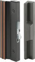 Prime-Line C 1125 Sliding Patio Door Handle Set, 4-15/16 In., Extruded Aluminum, Hook Latch, Black W/Wood Grain (Single Pack)