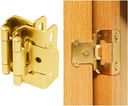 2Pcs Overlay Cabinet Hinges Gold Spring Self Closing Hinges Self Closing Kitchen Cabinet Hinges 1/2 Inch Recessed Cabinet Hinge for Semi Hidden Face Mount Cabinet Hardware for Cabinet Doors