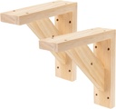 7 Inch Solid Wall Mount Wood Shelf Bracket (Pack of 2) - Hand Made Wooden Shelf Support Brace, Wood Brace, Floating Shelf Supports, Wall Sconce Pendent Lamp Hanging Kit Include Mounting Screws