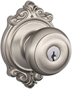 Schlage F51-GEO-BRK Georgian Keyed Entry F51A Panic Proof Door Knob with Brooksh, Satin Nickel