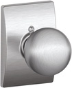 SCHLAGE Orbit Knob with Century Trim Non-Turning Lock, Satin Chrome (F170 ORB 626 CEN)