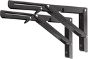 Folding Shelf Brackets - Heavy Duty Metal Collapsible Shelf Bracket for Bench Table, Shelf Hinge Wall Mounted Space Saving DIY Bracket, Max Load: 150 Lb 2 PCS (10 Inch, Black)