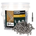 304 Stainless Steel Wood Screws, Flat Head T25 Torx Drive Deck Screws, 8X1-5/8 Inch for Wood, Decking and Fence, 5Lb