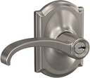 SCHLAGE F51A WIT 619 CAM Whitney Lever with Camelot Trim Keyed Entry Lock, Satin Nickel