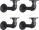 Industrial L Pipe Shelf Brackets for 7-14 in Depth Wood,Heavy-Duty 3/4" Iron,Wall Mount Floating Shelf Bracket L Metal Pipe Shelving Brackets for Wood-Black DIY Pipe Shelves(6.7*3.1 Inch 4 Pack)