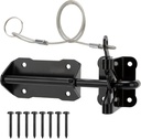 Heavy Duty Automatic Gate Latch for Wooden Fence with Cable Pull, 7.5" Self Locking Gravity Gate Door Latches Security Latch for Outdoor Garden, Pool, Metal Gates, Vinyl Fence, Black Finish
