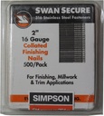 Simpson Strong-Tie T16N200FNB - 2" 16Ga 316SS Collated Finish Nails 500Ct