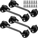 4 Pack Hook and Eye Latches 4 Inch Black Stainless Steel Barn Door Lock Solid Hook Door Latch with Screws for Gate Cabin Window