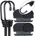 Bungee Cords Heavy Duty Outdoor 2Ft Bungee Straps with Hooks Black Bunji Cord 24 Inch 50Pcs