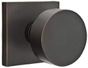EMTEK Square Rosette Passage Set with Matching Finish round Knob - Choice of 7 Finishes - 5110ROUUS10B - Oil Rubbed Bronze (US10B)