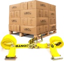 US Cargo Control E-Track Ratchet Straps (960 Pack), 2 Inch X 12 Foot Heavy Duty Yellow Etrack Straps with 4 Foot Fixed End and Spring E-Fittings, 1,467 Lbs. Working Load Limit, Logistic Ratchet Straps