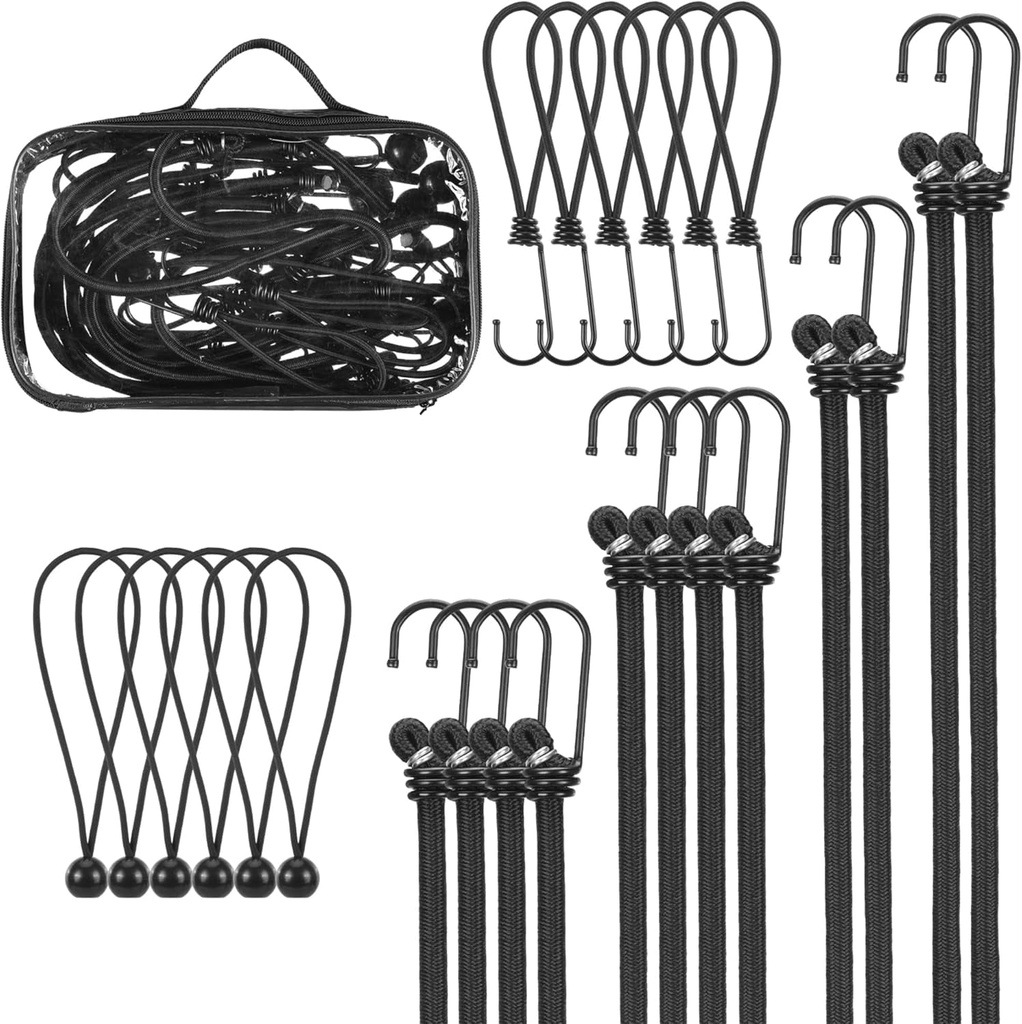 PRETEX Heavy Duty Bungee Cords - 24Pcs Universal Set