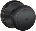 Schlage F40AND716 Andover Door Knob Bed & Bath Privacy Lock, Aged Bronze