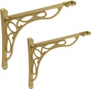 HARPOON Wall Shelf Bracket, Heavy Duty and Hardware Included, 2 Pack, Brushed Gold Finish 9.5" X 7.5" Inch