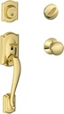 SCHLAGE Camelot Single Cylinder Handleset and Plymouth Knob, Bright Brass (F60 CAM 505 PLY 605)