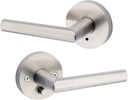 Kwikset Satin Nickel 91550-003 Milan Door Handle Lever with Modern Contemporary Slim round Design for Home Bedroom or Bathroom Privacy