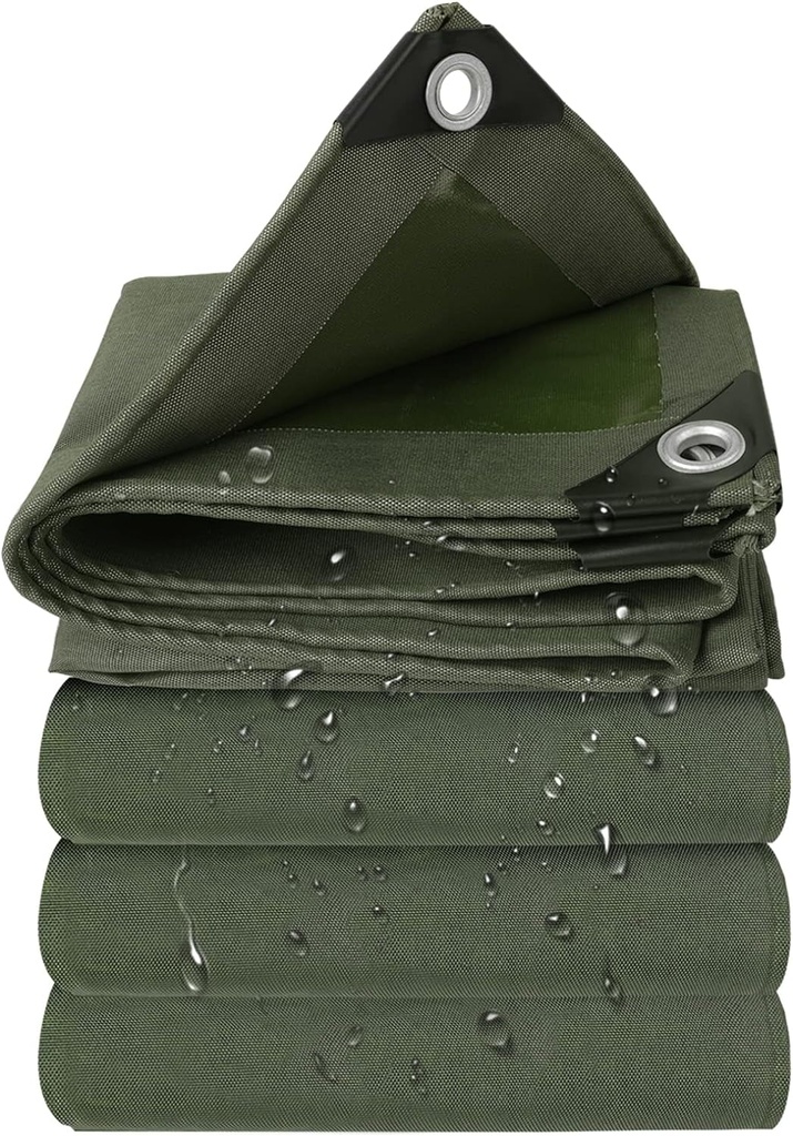 Heavy Duty Army Green 12x12FT Canvas Tarp for RV & Truck