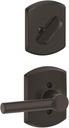 Schlage F59 BRW 622 GRW Greenwich Collection Broadway Handleset Entrance Lock Interior, Matte Black (Interior Half Only)