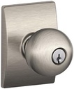 Schlage F51AORB619CEN Satin Nickel Orbit Keyed Entry F51A Panic Proof Door Knob with Centry Rosette