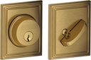 SCHLAGE Single Cylinder Deadbolt with Addison Trim, Antique Brass (B60 N ADD 609)