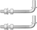 [Pack of 2] 6" J-Bolt Chain Link Fence Gate Hinge, Galvanized Steel J-Bolt Post Hinge with 5/8" Male Hinge Pin, Nuts & Washers Included. (6" (2 Pack))