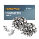 POWERTEC QP1402-P2V 5Mm Shelf Pegs 100 Pcs, L-Shaped Bracket with Hole Shelf Pins Support Pegs for Shelves, Kitchen Cabinet Shelf, Bookshelf, Closet and Furniture, Nickel Plated Shelf Holders Pegs