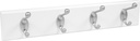 HIGH & MIGHTY 515703 Coat Rack 4 Hook Rail, Easy Tool-Free Dry Wall Installation, Holds up to 30Lbs, 18", White & Silver