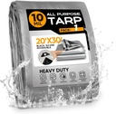 Tarp 20X30Ft,10Mil 150GSM Black/Silver Heavy Duty Waterproof Tarp with Grommets and Reinforced Edges, All Purpose Finished Size Poly Tarps Cover for Firewood Roof Pool Boat