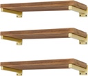 6 Pcs Gold Shelf Bracket 12 Inch Heavy Duty Brackets for Shelf Metal Wall Floating Shelving Brackets Industrial Shelf Brackets for Space Saving