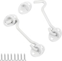 Barn Door Latch Hook and Eye Latch White, 2 Packs 4 Inch Heavy Duty Solid Stainless Steel Barn Door Hook Lock for Barn Doors, Sheds, Wooden Fences, Bathrooms, Doors, Windows (White)