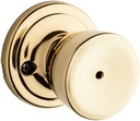 Kwikset Abbey Interior Privacy Door Knob with Lock, Door Handle for Bathroom and Bedroom, Polished Brass Keyless Turn Lock Doorknob