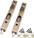 Szhdxsy Hidden Latch & Bolt 304 Stainless Steel 6 Inch(15Cm) Security Door Bolt Latch, Double Door Lever Action Flush Bolt Latch, French Door Slide Bolt Lock,Bronze (2-Pack)