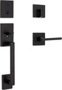 Kwikset San Clemente Front Door Lock Handle and Deadbolt Set, Entry Handleset Exterior with Interior Reversible Lever, Matte Black, Pick Resistant Smartkey Rekey Deadbolt Security