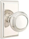 Emtek Privacy Set, Rectangular Rosette, Norwich Knob, Polished Nickel US14