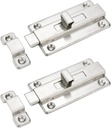 Slide Latch Stainless Steel Door Window Latch Sliding Barrel Bolt Lock for Home/Office Security 4-Inch Length -Pack of 2