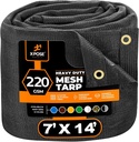 Xpose Safety Heavy Duty Mesh Tarp 7' X 14' – Multipurpose Black Protective Cover with Air Flow - Use for Tie Downs, Shade, Fences, Canopies, Dump Trucks – Weather and Tear Resistant