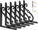 8 Inch Decorative Shelf Brackets, 6 Pack Wall Mounted Metal Shelving Brackets, Heavy Duty Shelf Supports, Rustic L Shape Brackets for Floating Shelves DIY Home Kitchen, with Screws
