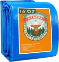 Blue Tarp, Tarps Heavy Duty Waterproof 16X20, Waterproof Plastic Poly 16 Mil Thick Tarpaulin with Metal Grommets Every 19.5 Inches - Emergency Rain Shelter, Outdoor Cover, and Camping Use