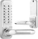 Single Sided Keypad Door Lock Lever, Mechanical Keyless Entry Door Lock with Handle, Code Combination Front Gate Lock for Warehouse, Not Deadbolt, Auto Lock, No Electronic (Pearl Chrome)