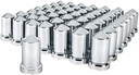 United Pacific 10117Cb - Wheel Lug Nut Cover Set - 33Mm X 3 3/16" Chrome Plastic Pointed Nut Cover with Flange - Push-On